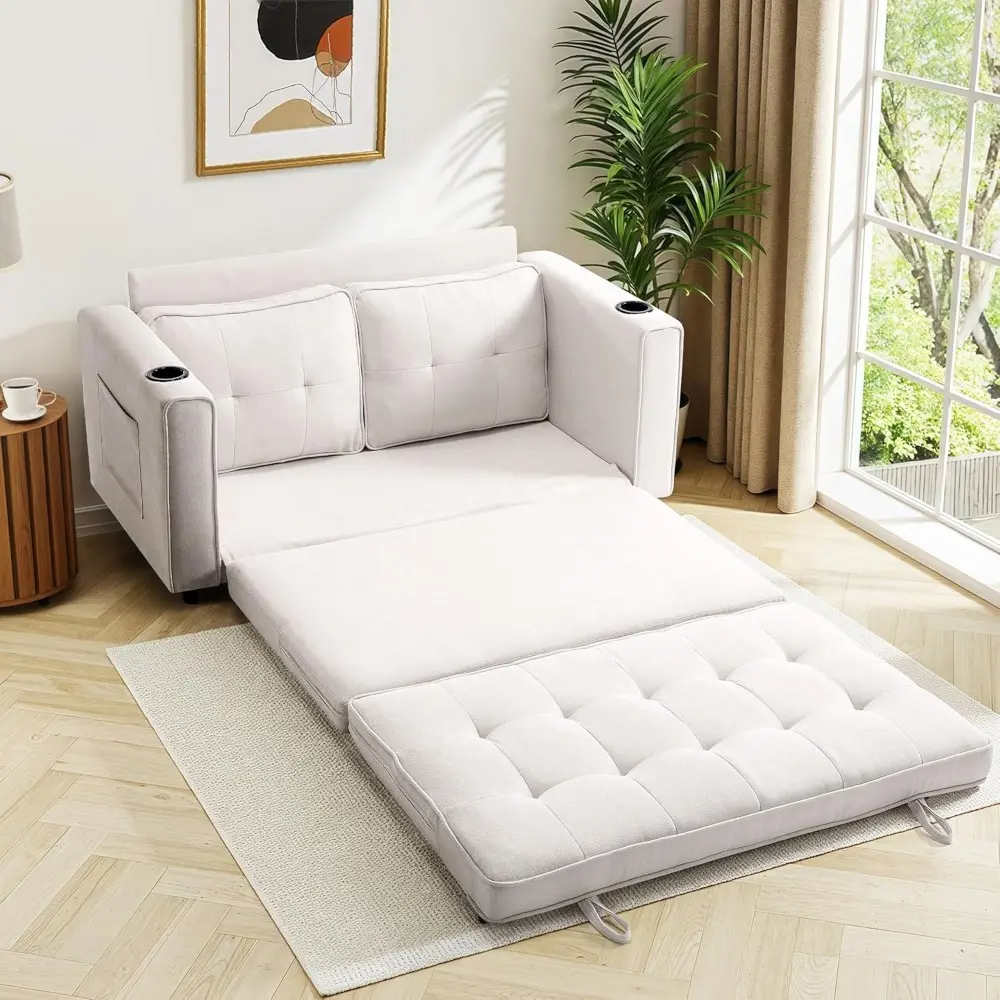 Loveseat Sleeper Sofa Bed for Living Room - Modern Comfy Convertible Futon Couches- Folding Couch Bed for Small Spaces - Foldabl