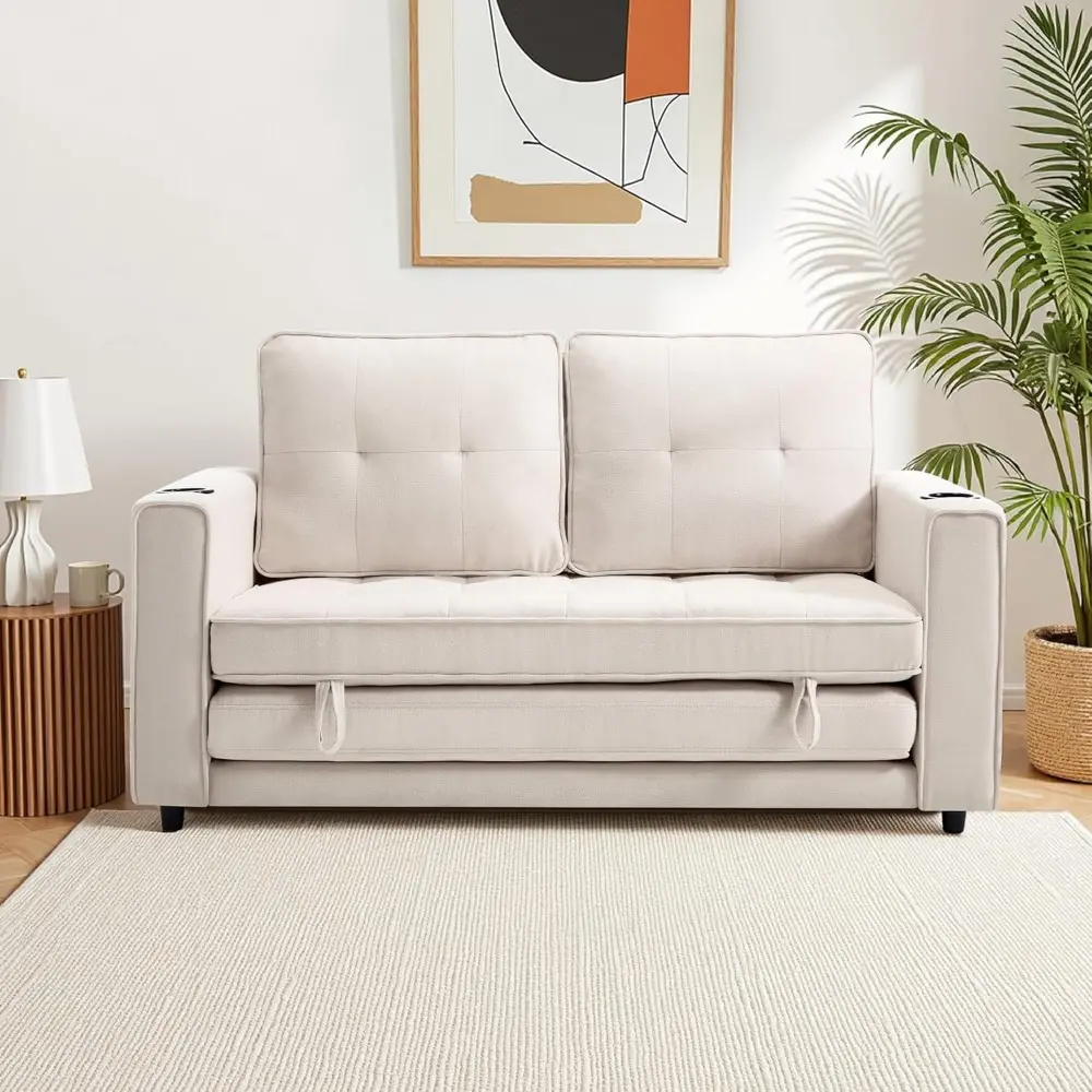 Loveseat Sleeper Sofa Bed for Living Room - Modern Comfy Convertible Futon Couches- Folding Couch Bed for Small Spaces - Foldabl