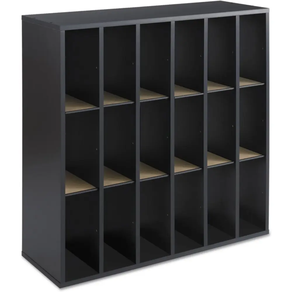 Safco 7765BL Wood Mail Sorter, 18 Compartment, Black