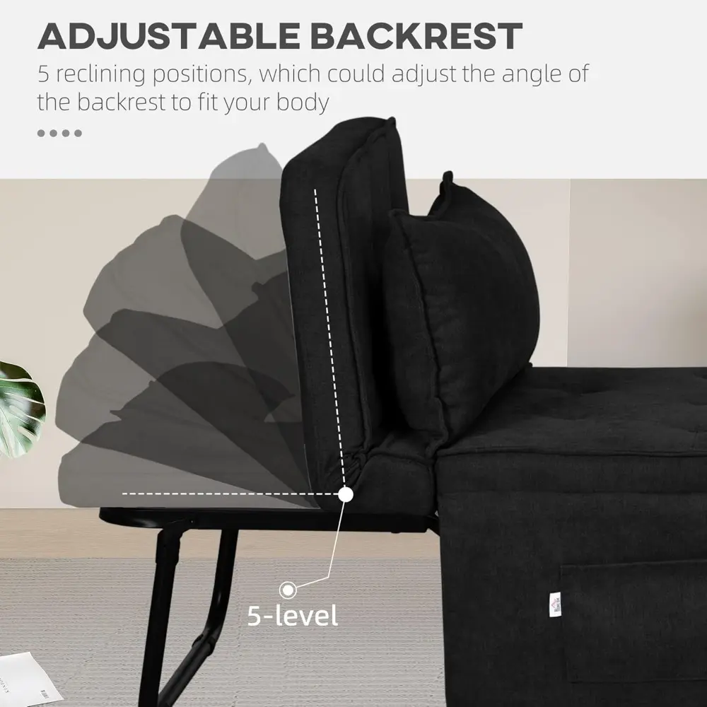 Ottoman Sofa Bed, 4 in 1 Multi-Function Button Tufted Folding Sleeper Chair Bed with Adjustable Backrest, Pillow, Side Pocket f