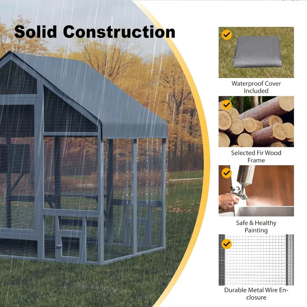 Cat Catio - Large Outdoor Catio Enclosure with 7 Tiered Platforms & 2 Premium Resting Boxes, Weatherproof Cat Cage with UV-Resis