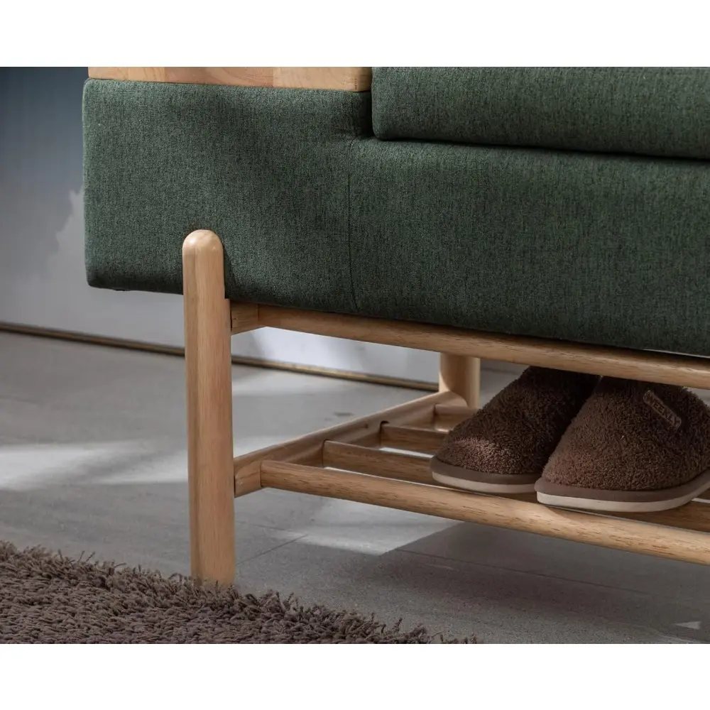 Entryway Storage Bench for Bedroom Upholstered End of Bed Ottoman Bench with Wood Shoe Storage/Coffee Table for Living Room/Hal
