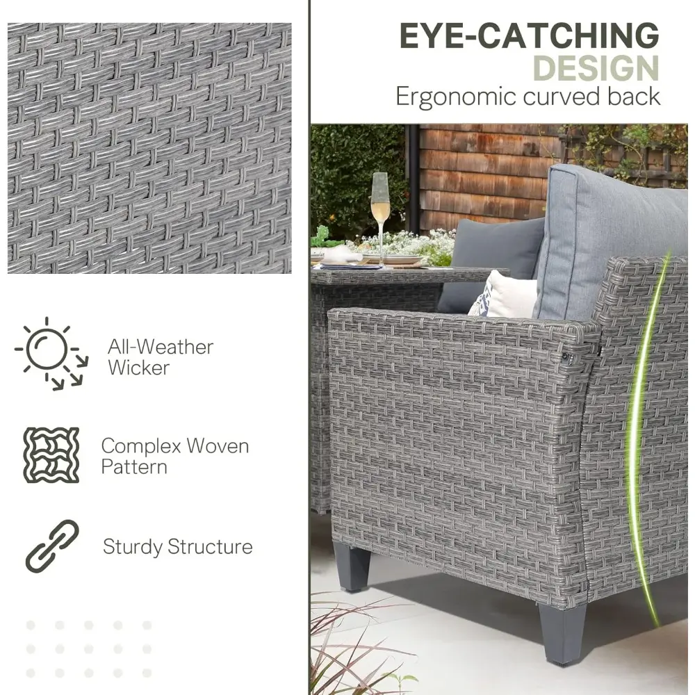 Outdoor Patio Furniture Set 4 Piece Wicker Conversation Set with Lift Coffee Table Sectional Dining Set 3 Seat Sofa Couch with
