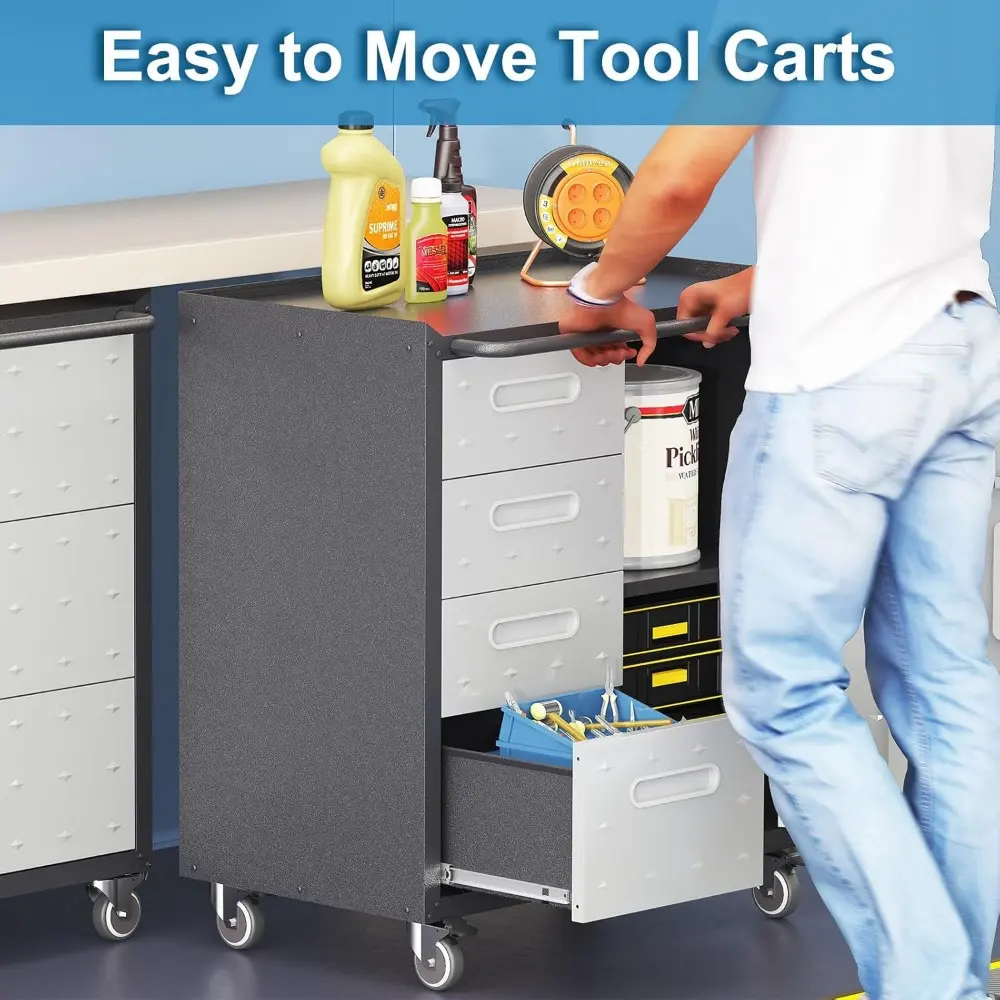 Metal Storage Cabinet with Drawers Heavy Duty Steel Rolling Tool Cabinets on Wheels Garage Storage Cabinet Mobile Locking Tool C