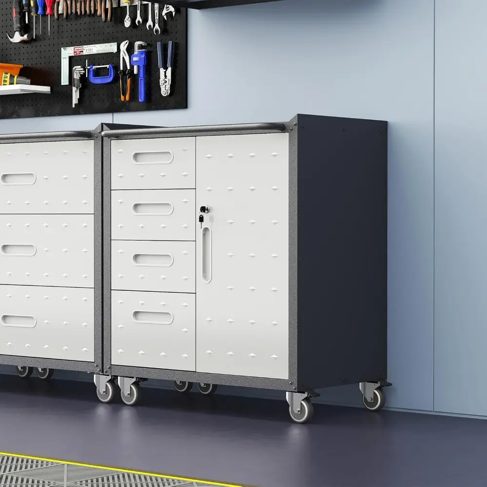 Metal Storage Cabinet with Drawers Heavy Duty Steel Rolling Tool Cabinets on Wheels Garage Storage Cabinet Mobile Locking Tool C