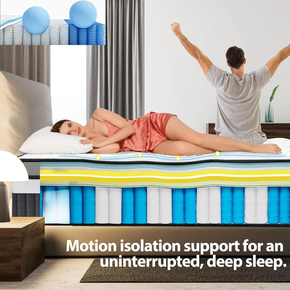 King Size Memory Foam Mattress, 14inch Gel Memory Foam Mattress, Breathable Mattress in a Box, Certified Safe Foams & Fabric, Zo