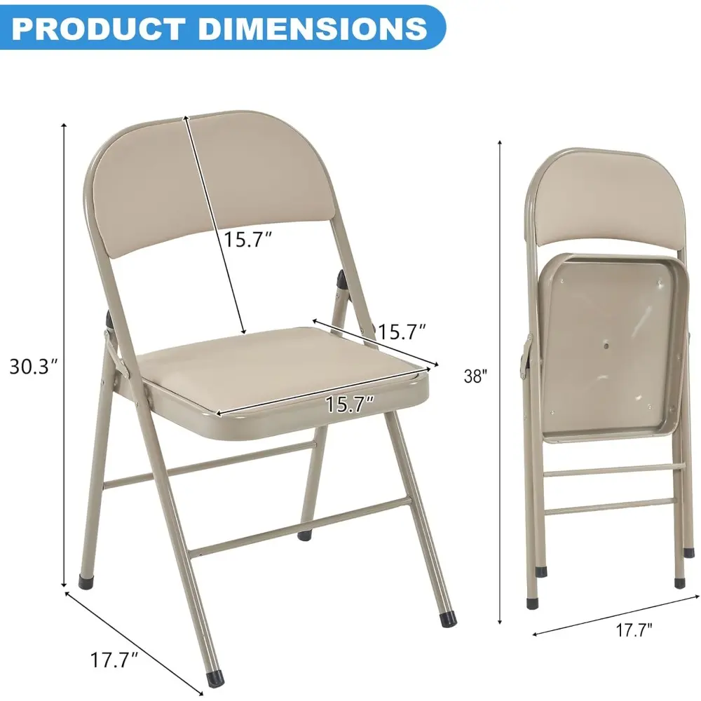 24 Pack Folding Chairs with Padded Cushion and Back Padded Folding Chairs with Steel Frame Portable Stackable Commercial Seat fo