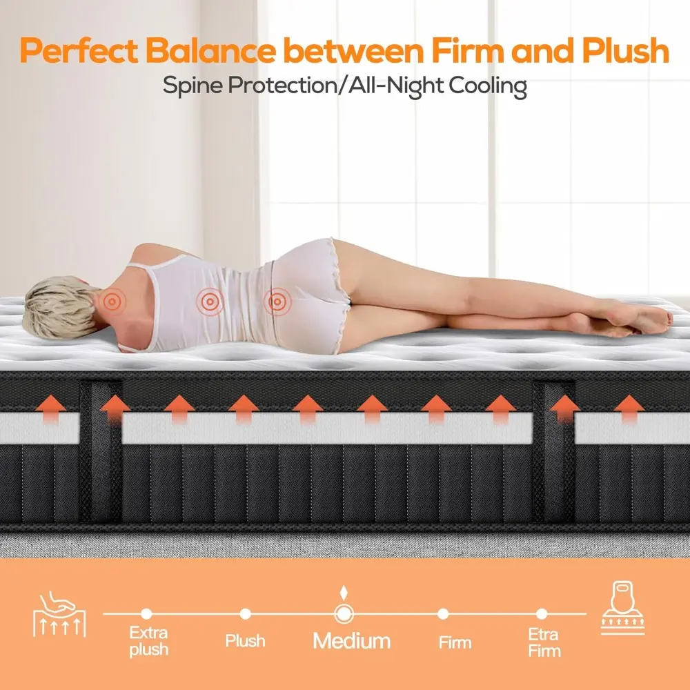 King Size Memory Foam Mattress, 14inch Gel Memory Foam Mattress, Breathable Mattress in a Box, Certified Safe Foams & Fabric, Zo