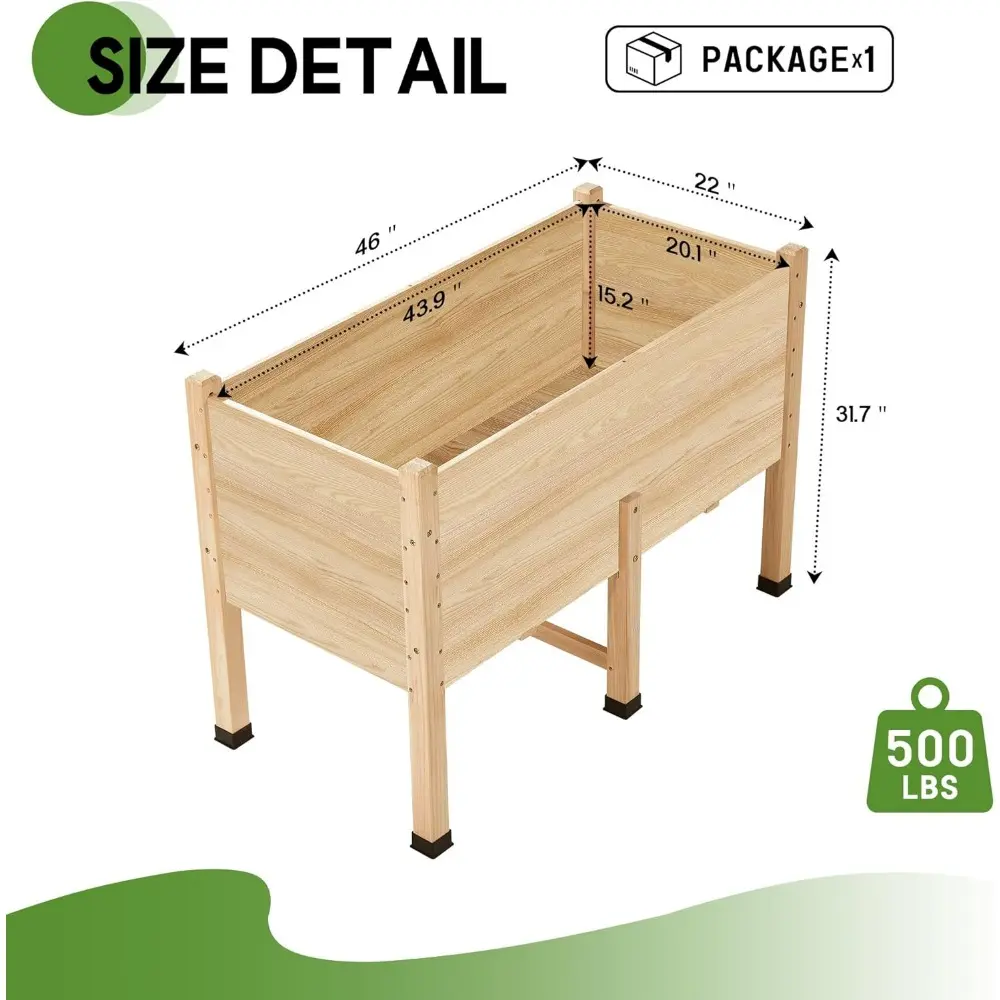 4x2FT Wooden Raised Garden Bed with Legs - 15 Inch Deep Elevated Planter Box Outdoors for Deep Rooted Plants, Ideal for Balcony,
