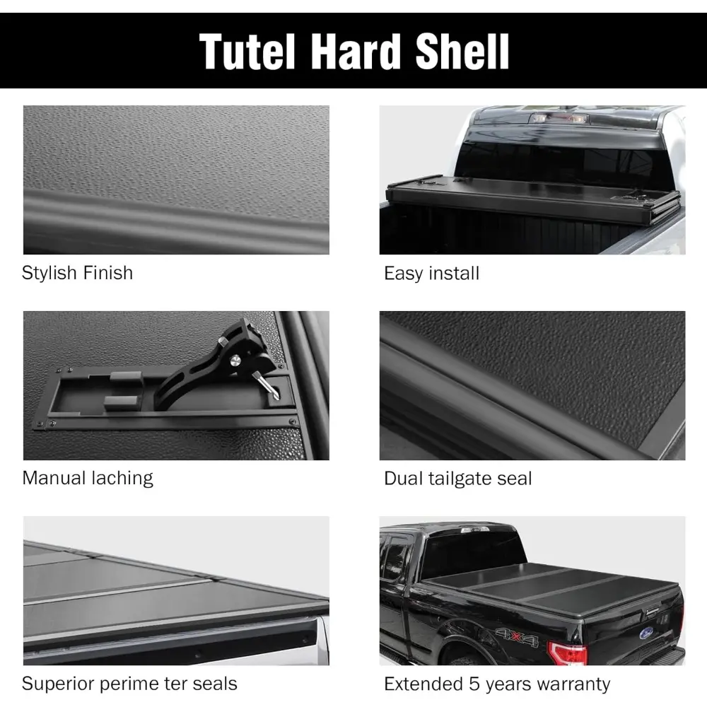 Hard Shell Folding Truck Bed Tonneau Cover|Fits 2015-2025 Ford F150 5'5"Bed (66") - TULH016