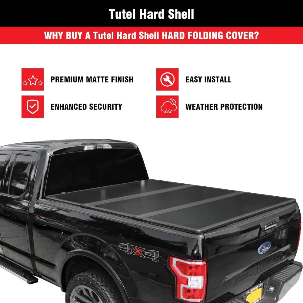 Hard Shell Folding Truck Bed Tonneau Cover|Fits 2015-2025 Ford F150 5'5"Bed (66") - TULH016