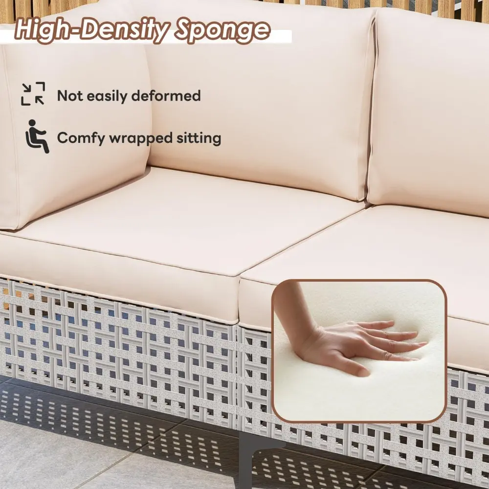 7-Piece Outdoor Patio Furniture Set, All-Weather Rattan Sectional Sofa with Thick Cushions, Modular Conversation Set for Poolsid