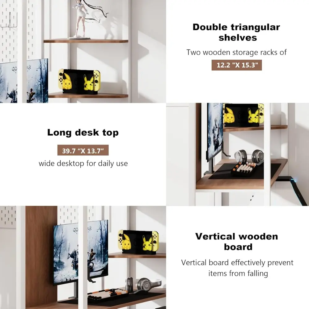 Merax Metal Loft Bed with 2 Shelves and one Desk, Loft Bed Frame with 2 Built-in Ladders,12.2/'' H Safety Guardrail,Noise Free,N