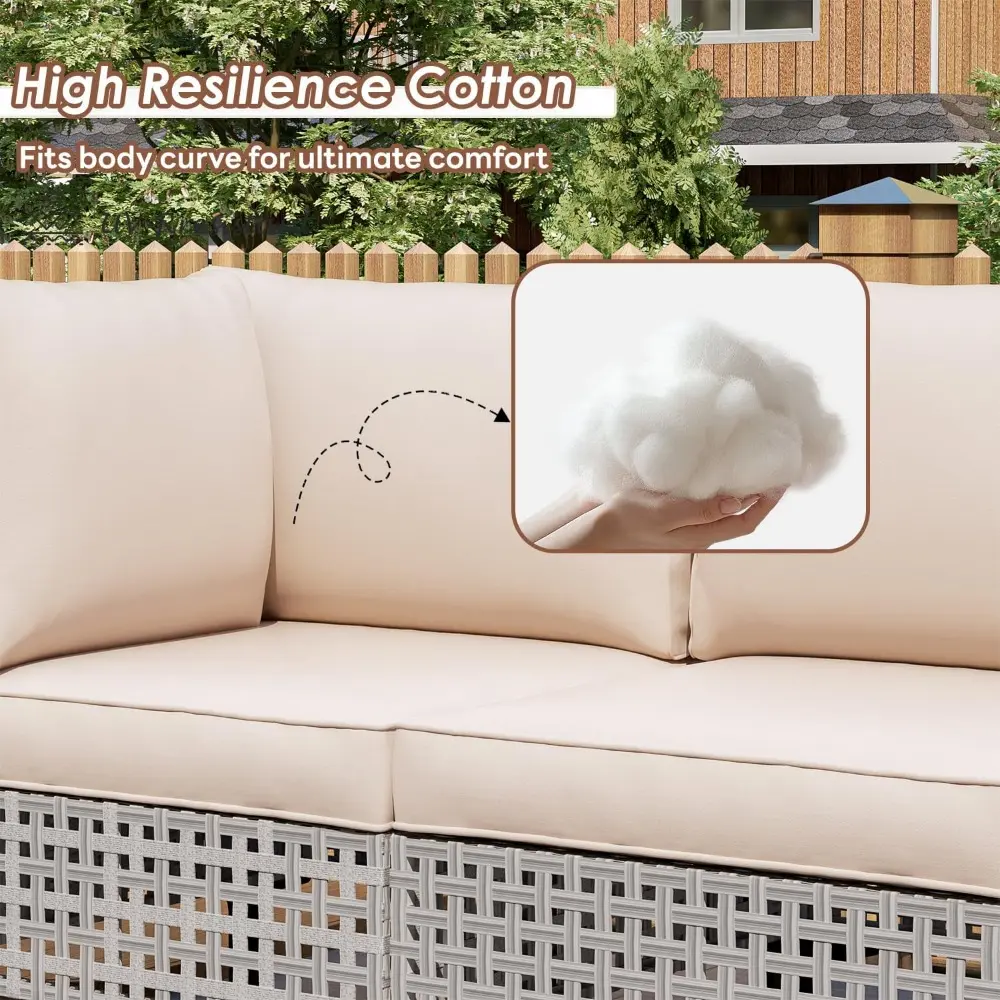 7-Piece Outdoor Patio Furniture Set, All-Weather Rattan Sectional Sofa with Thick Cushions, Modular Conversation Set for Poolsid