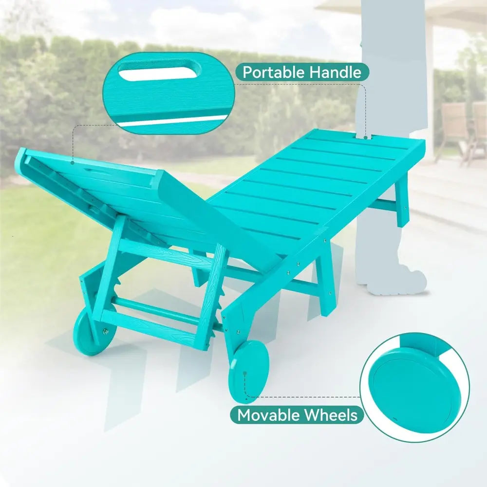 Chaise Lounge Chairs with Table, 3-Piece, 26.8” Super Wide Lounge Chair Outdoor, HDPS Pool Chairs with 5 Positions, Patio Lounge