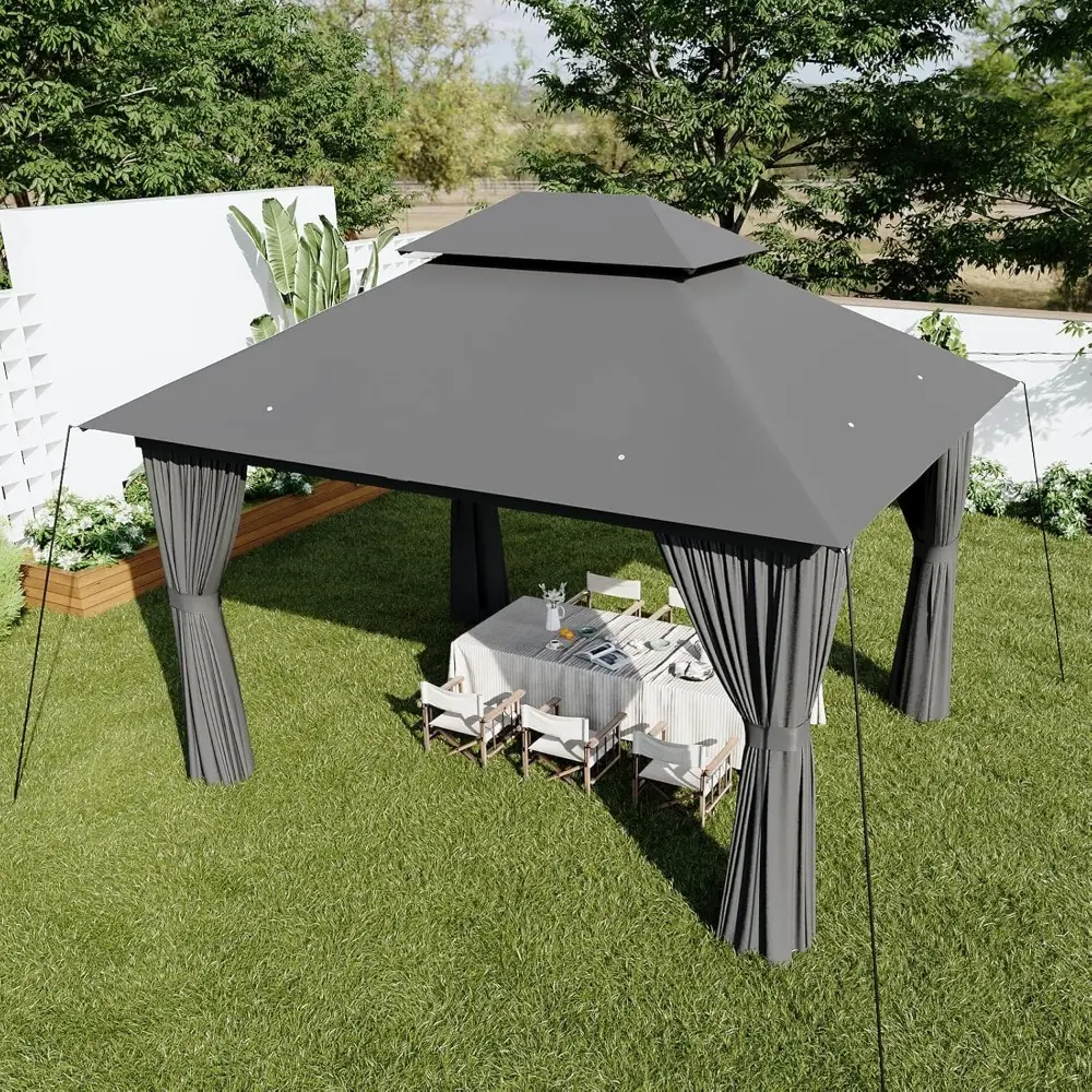 Sturdy 10x12 Outdoor Gazebo with Double Roof and Mosquito Netting for Patio Parties