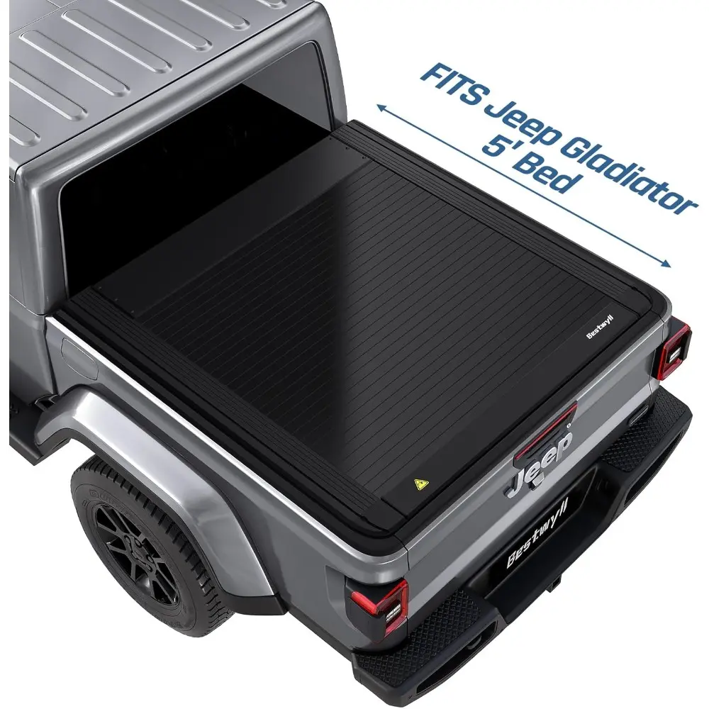 Automatic Retract Hard Tonneau Cover Fits 2020-2025 Jeep Gladiator 5' Ft Bed (60.3") Truck Bed Aluminum Alloy Matte Black Low Pr