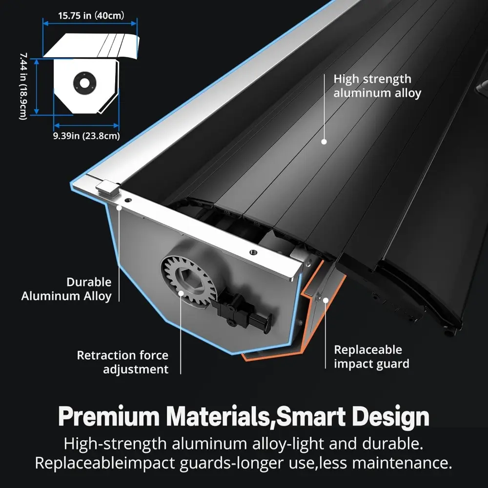 Automatic Retract Hard Tonneau Cover Fits 2020-2025 Jeep Gladiator 5' Ft Bed (60.3") Truck Bed Aluminum Alloy Matte Black Low Pr