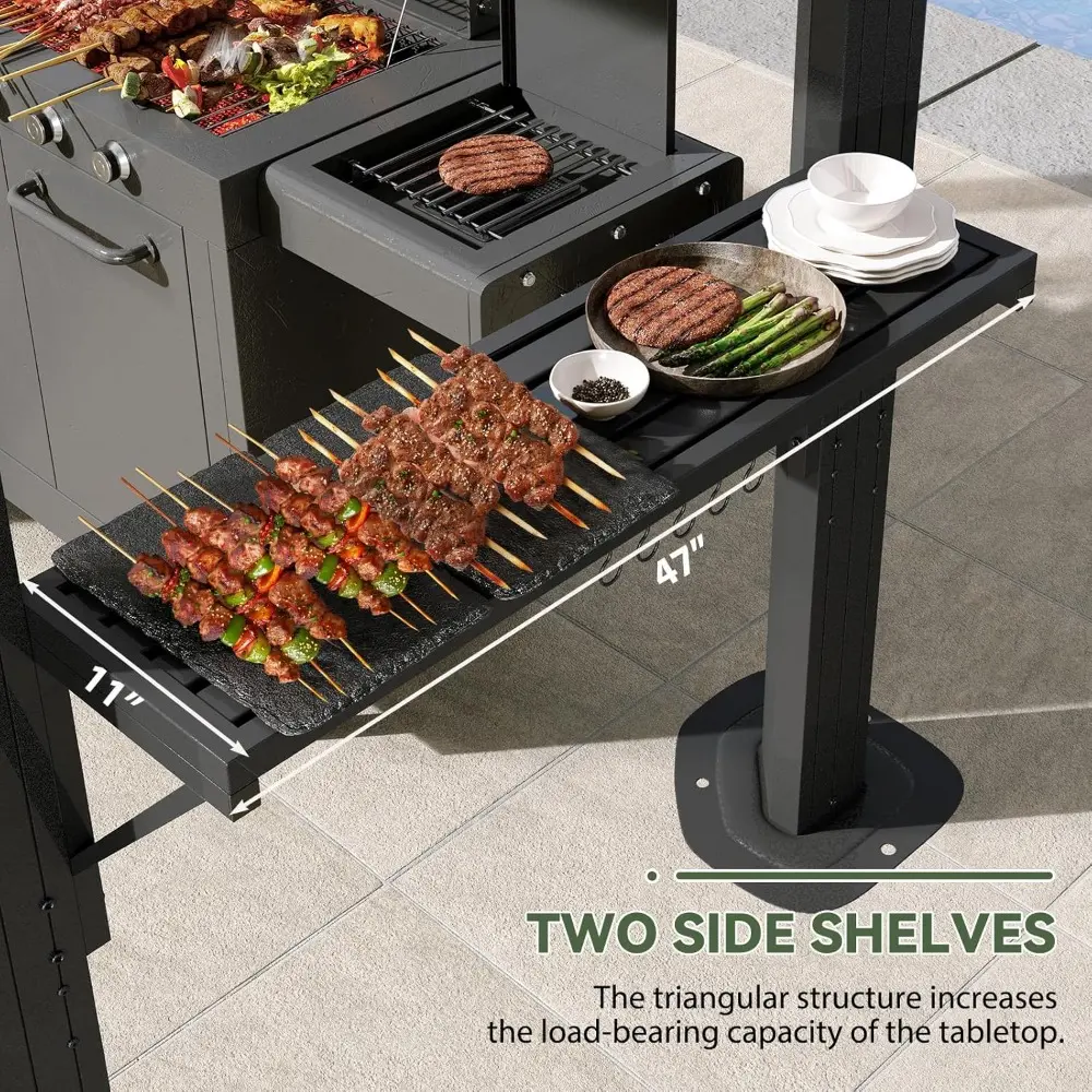 Outdoor Metal Hardtop Gazebo 5x8 FT, Permanent BBQ Pavilion with Galvanized Steel Roof and Aluminum Construction