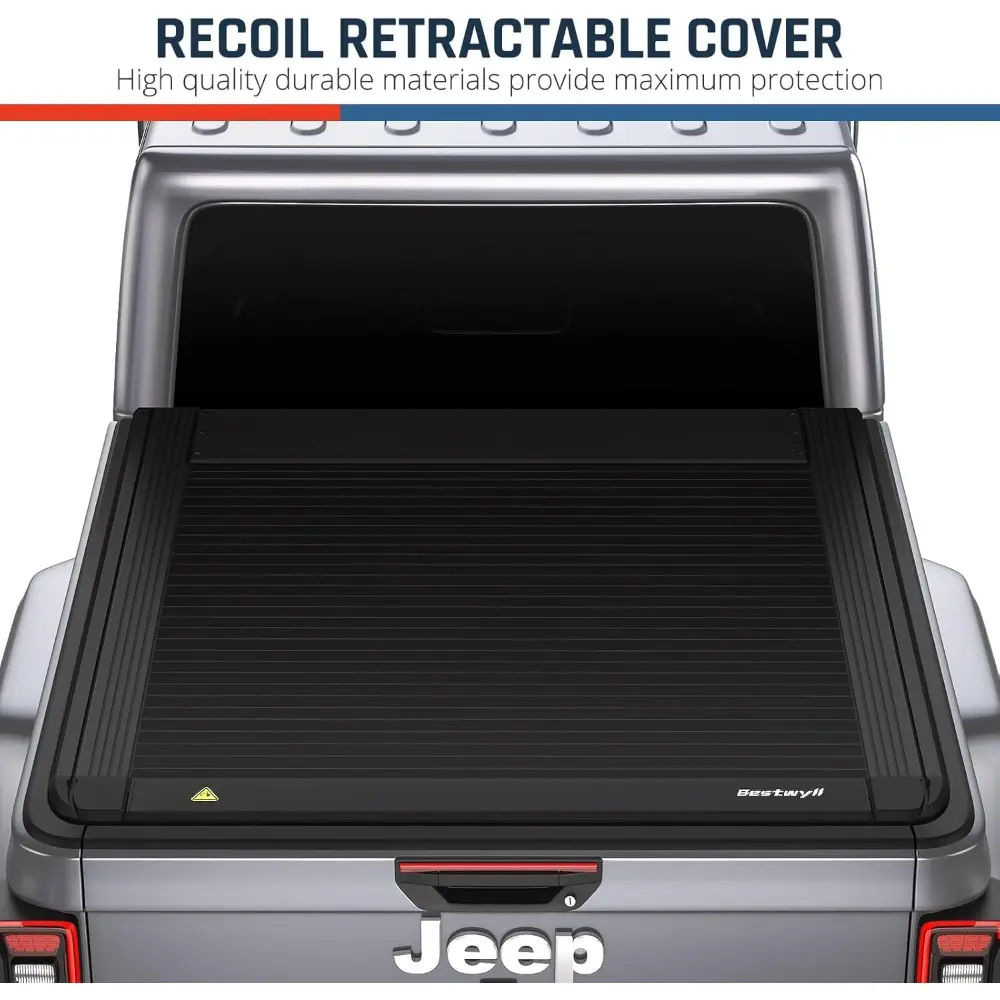 Automatic Retract Hard Tonneau Cover Fits 2020-2025 Jeep Gladiator 5' Ft Bed (60.3") Truck Bed Aluminum Alloy Matte Black Low Pr