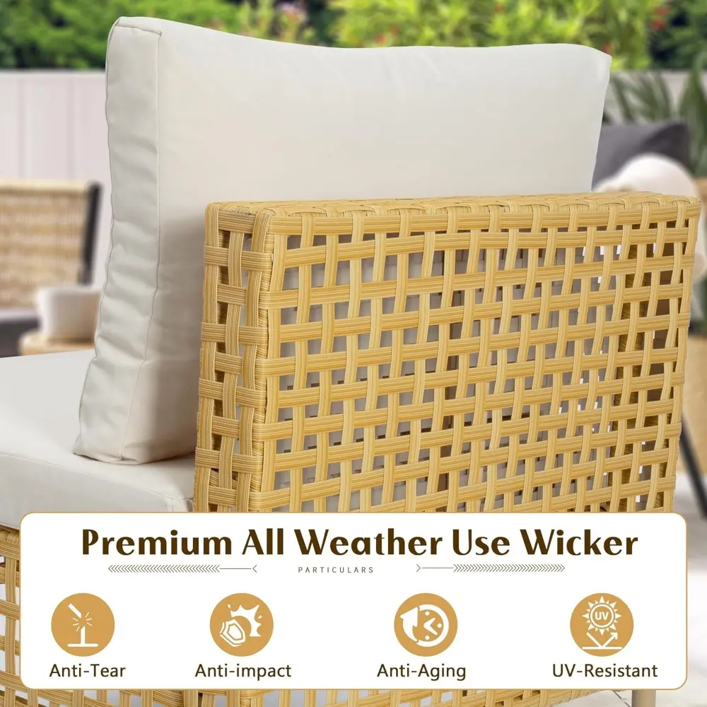 7 Piece Wicker Patio Sectional Furniture Set, Modular Rattan Outdoor Furniture, Patio Conversation Sets Outdoor Sectionals Sofa,