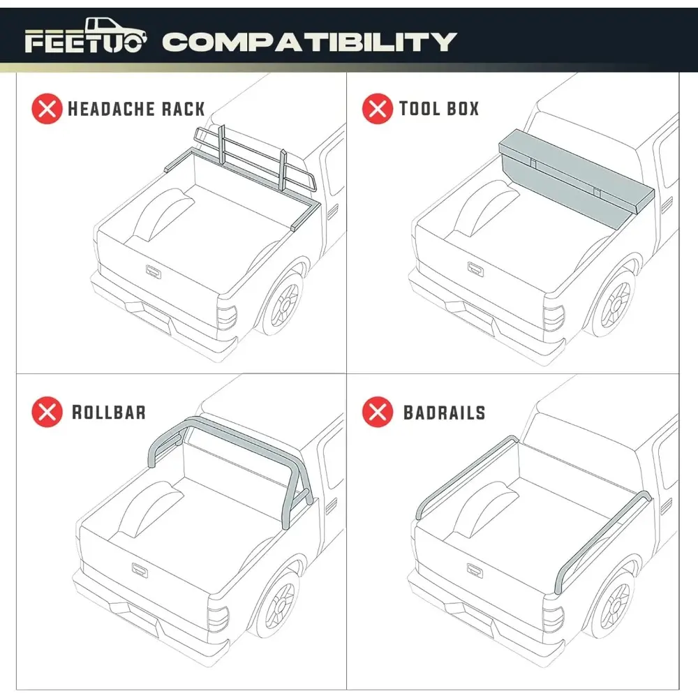 FRP Hard Tri-Fold Tonneau Cover Truck Bed for 2004-2014 F150 & 2006-2014 Mark LT 6.5FT/78.8inch