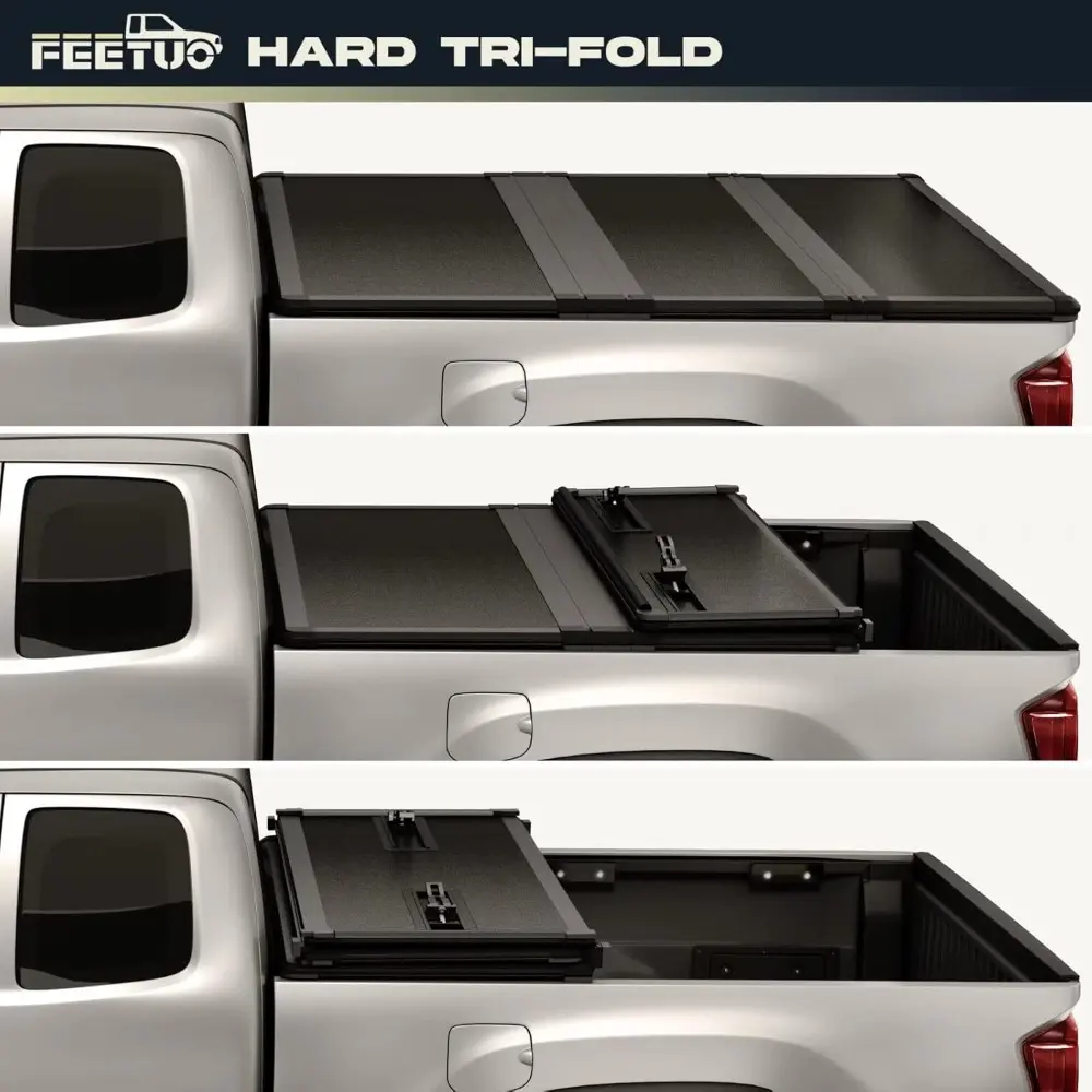 FRP Hard Tri-Fold Tonneau Cover Truck Bed for 2004-2014 F150 & 2006-2014 Mark LT 6.5FT/78.8inch