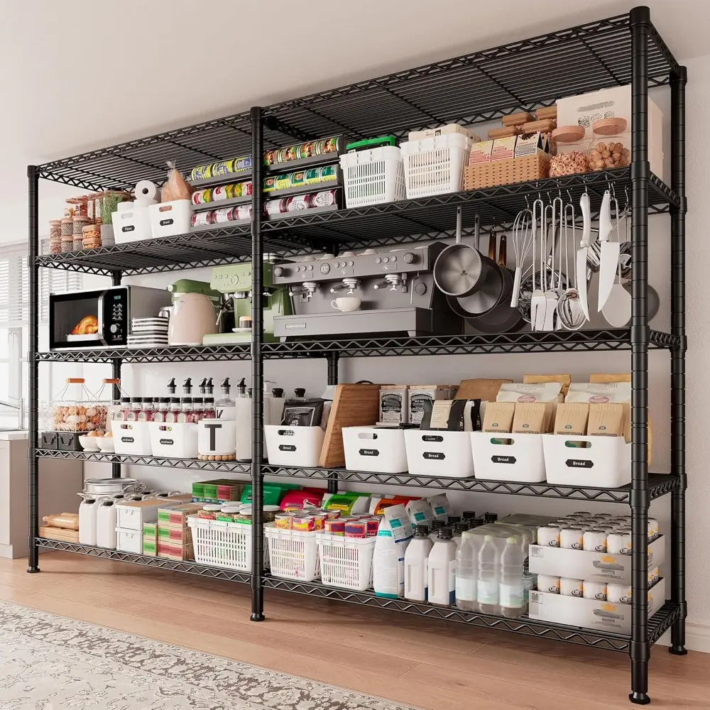 70" W Storage Shelves Load 1600LBS, Metal Shelving 5-Tier Wire Shelving Unit Metal Shelves for Storage Adjustable Shelving Rack