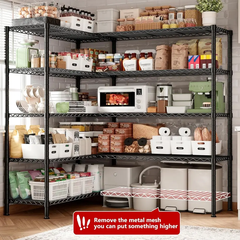 70" W Storage Shelves Load 1600LBS, Metal Shelving 5-Tier Wire Shelving Unit Metal Shelves for Storage Adjustable Shelving Rack