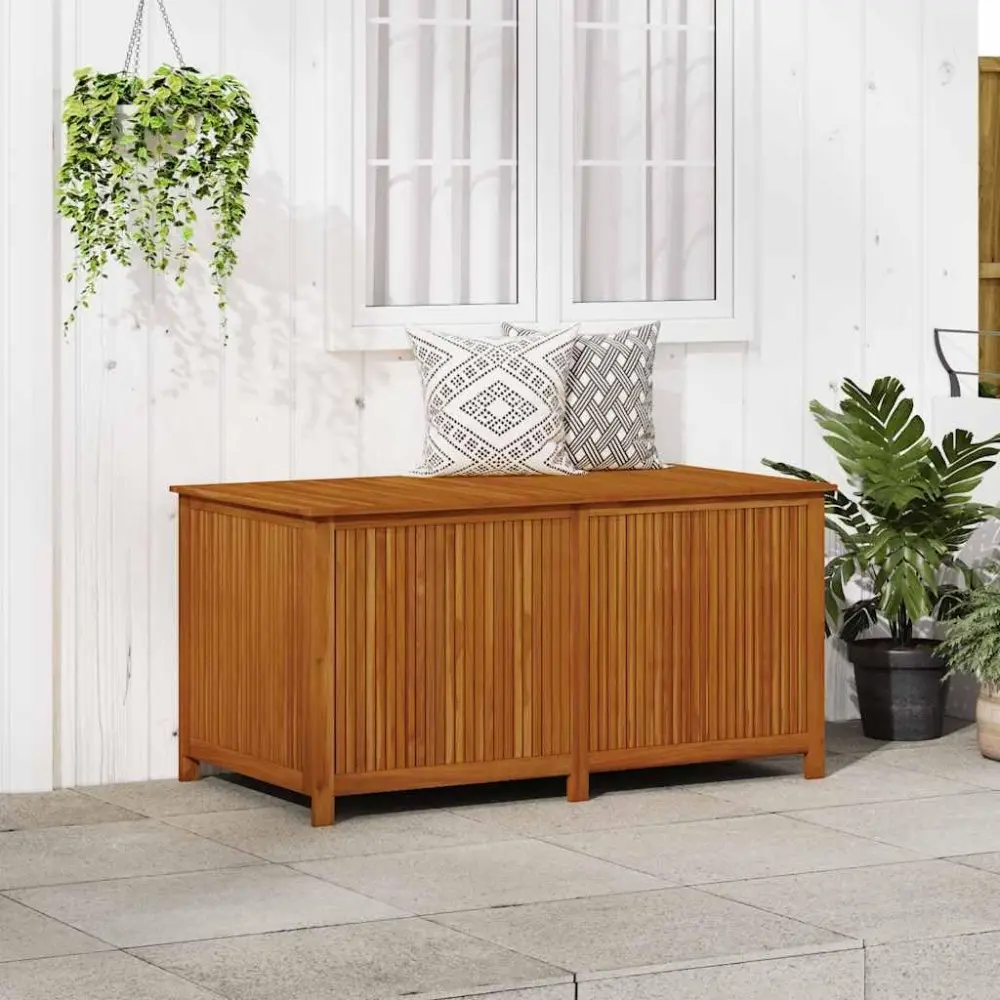 Wooden Outdoor Storage Box with Gas-Lift Lid – Patio Deck Chest with Zippered Waterproof Bag for Garden Bench, Pool, Porch, Tru
