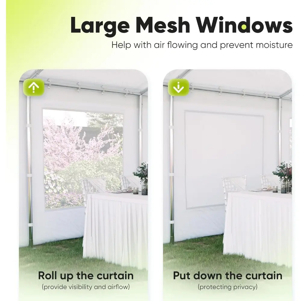 20x20 Heavy Duty Party Tent with Roll-up Ventilated Mesh Windows&Cover, Outdoor Event Shelter for Parties Wedding Carports Cano