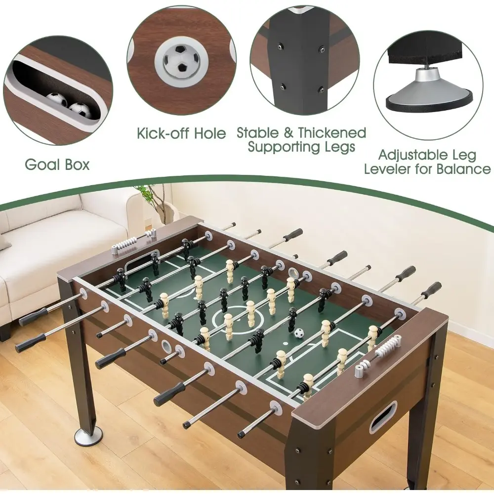 Foosball Table Adult Size - 54" Foosball Table Full Size with 2 Balls, Wood Football Table, Arcade Soccer Table Game for Kids A