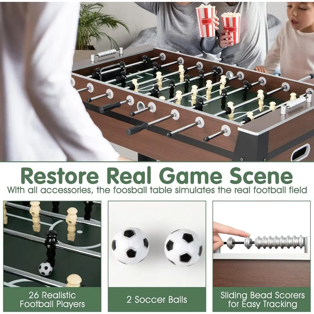Foosball Table Adult Size - 54" Foosball Table Full Size with 2 Balls, Wood Football Table, Arcade Soccer Table Game for Kids A