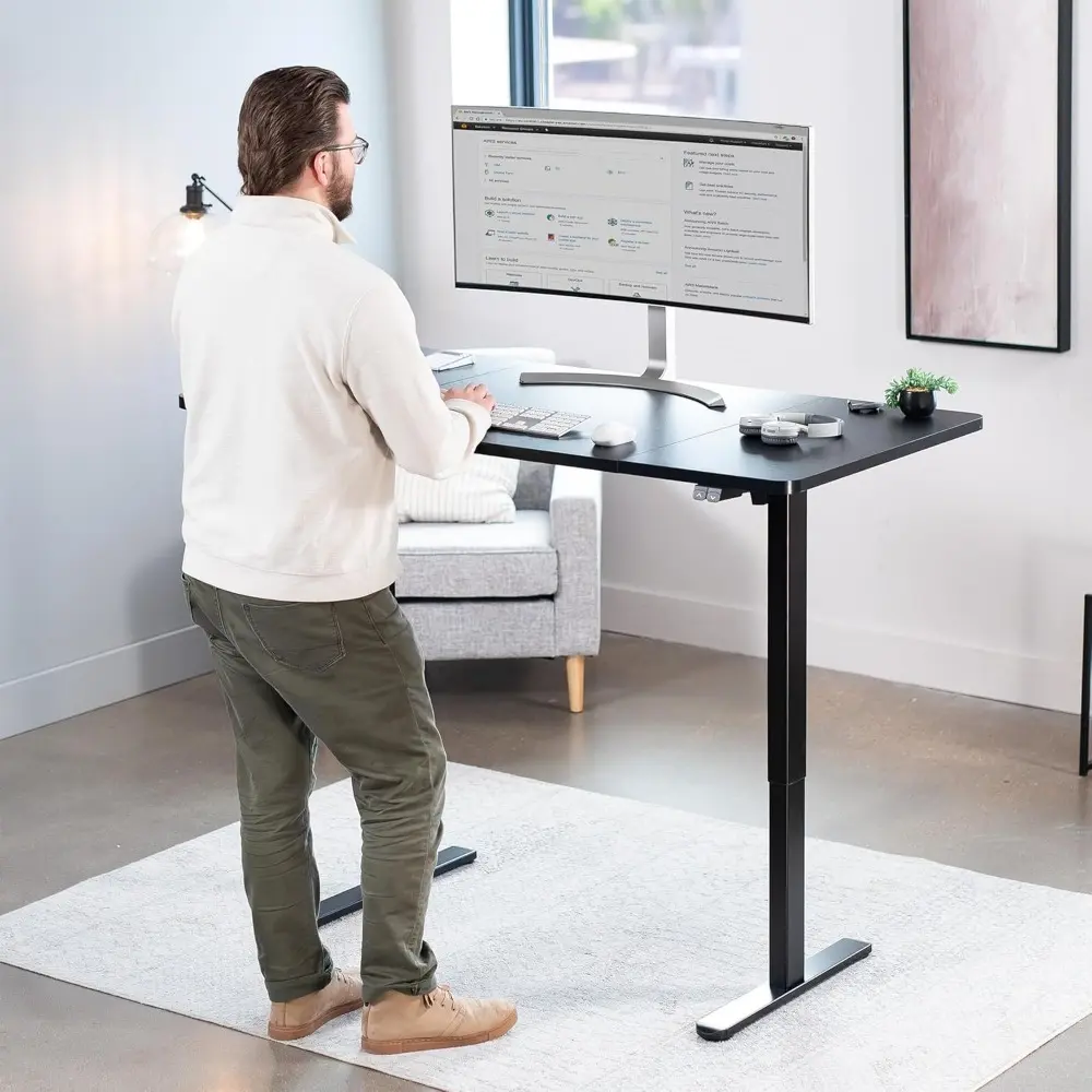 Electric 60 x 30 inch Stand Up Desk, Height Adjustable, Black Top Black Frame, DESK-KIT-0B6B