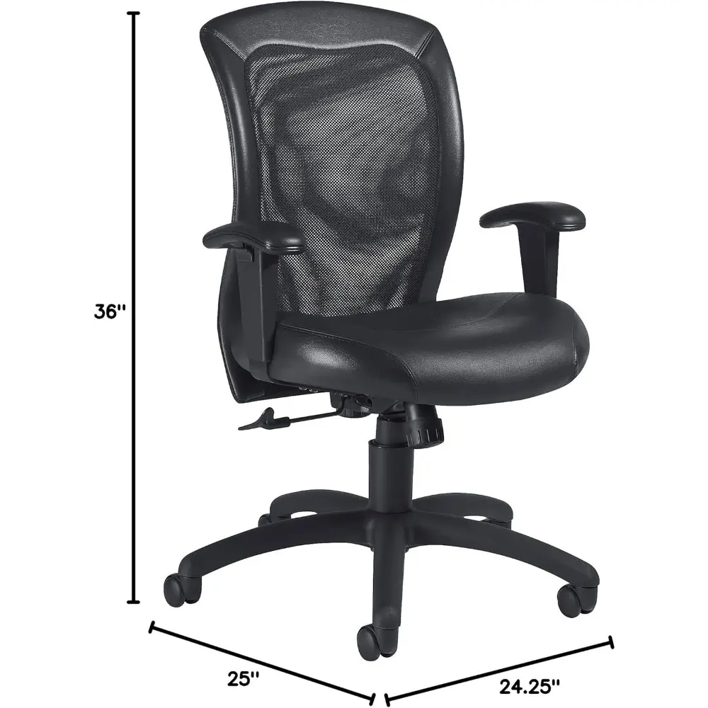 492943 Airflow Mesh Back Leather Manager Chair Black (9339BK)