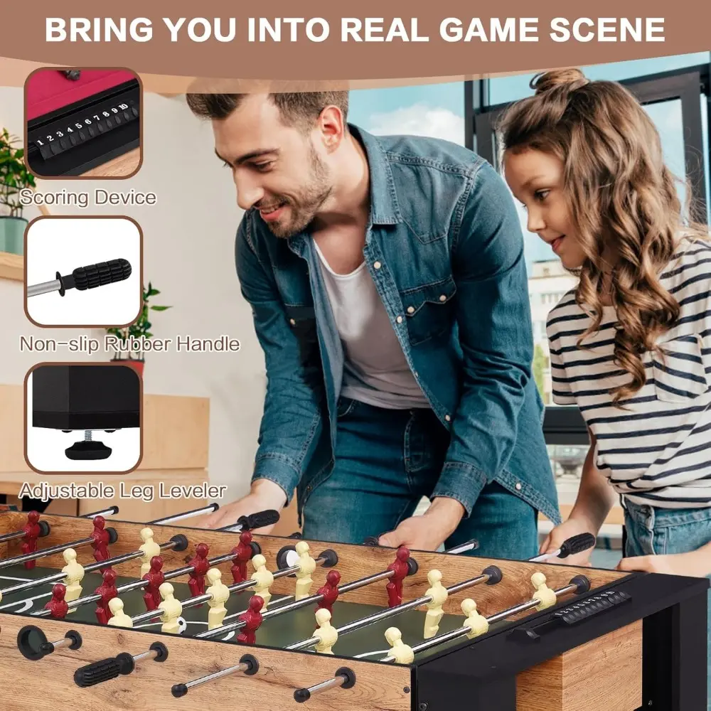 54" 2-in-1 Swivel Multi Game Table, Large Size Combo Game Table Set, Indoor and Outdoor Arcade Sports Table with Pool, Foosball
