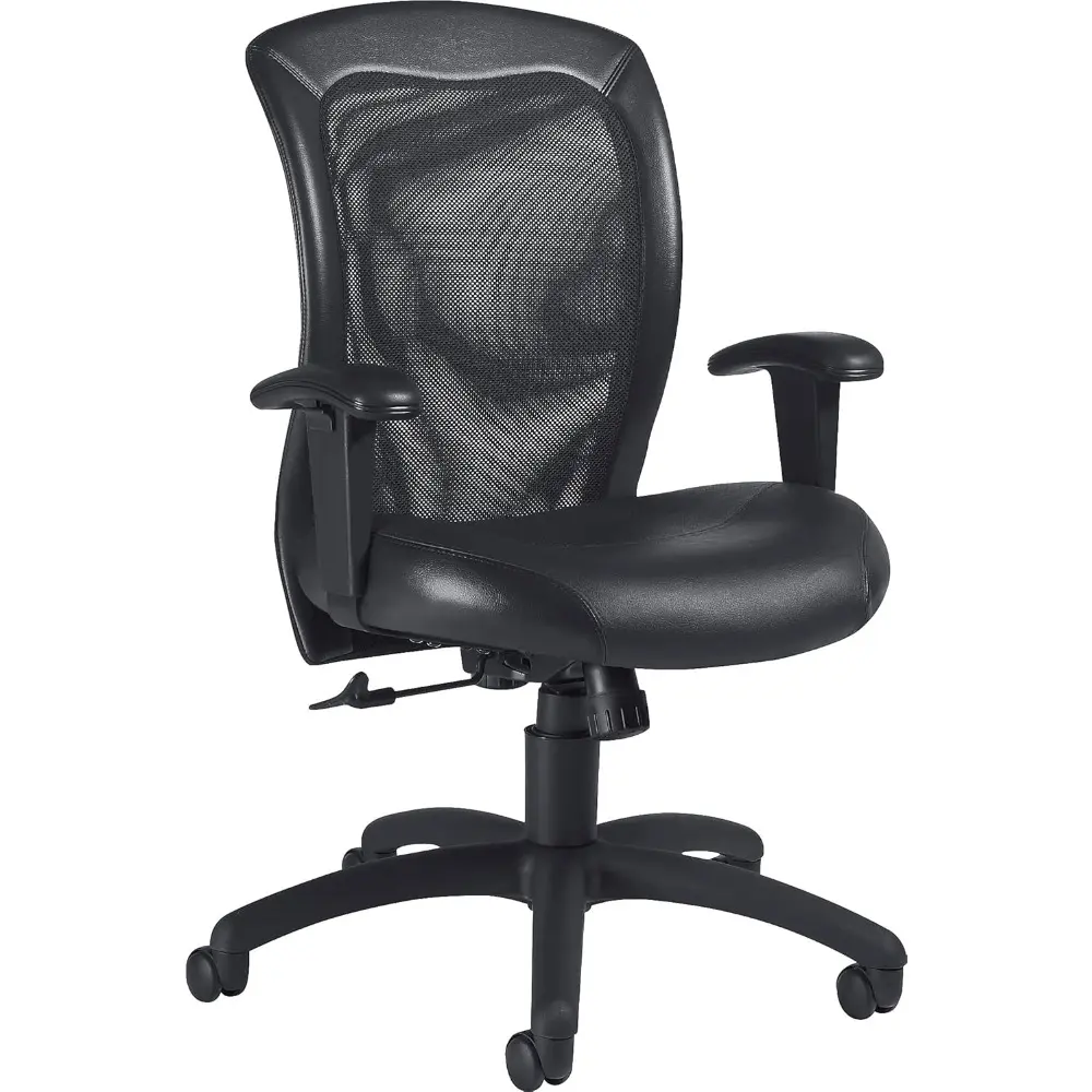 492943 Airflow Mesh Back Leather Manager Chair Black (9339BK)