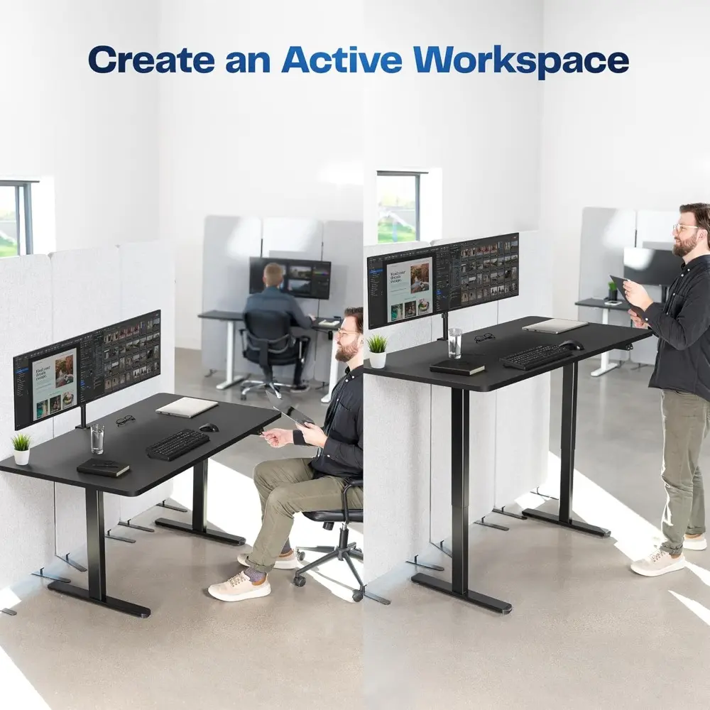 Electric 60 x 30 inch Stand Up Desk, Height Adjustable, Black Top Black Frame, DESK-KIT-0B6B