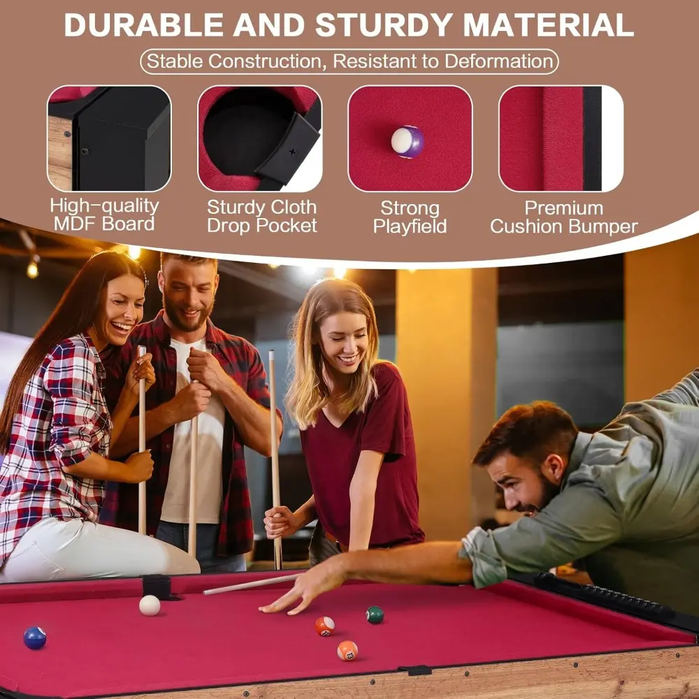 54" 2-in-1 Swivel Multi Game Table, Large Size Combo Game Table Set, Indoor and Outdoor Arcade Sports Table with Pool, Foosball