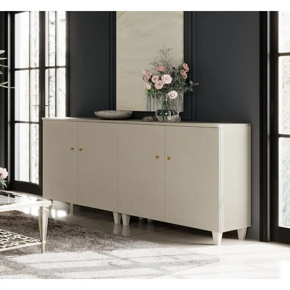 TV Stand Cabinets for TVs up to 75 Inches, 2-in-1 Wood Entertainment Center with Doors and 6 Compartments, 70.8" Modern Media C