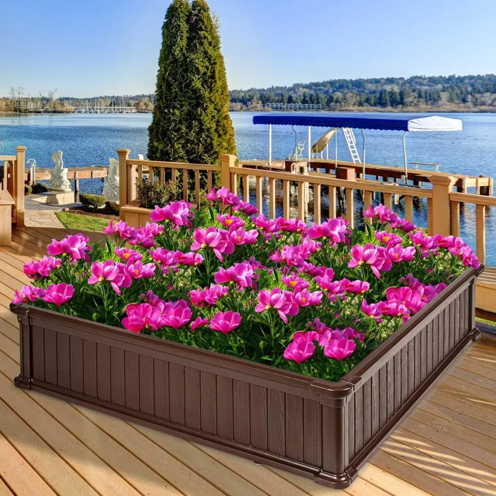 Giantex Plant Raised Bed, Planter for Vegetables Flower, Outdoor Garden Plant Box Patio Backyard, Easy Assembly (2 Pcs (48.5''Lx