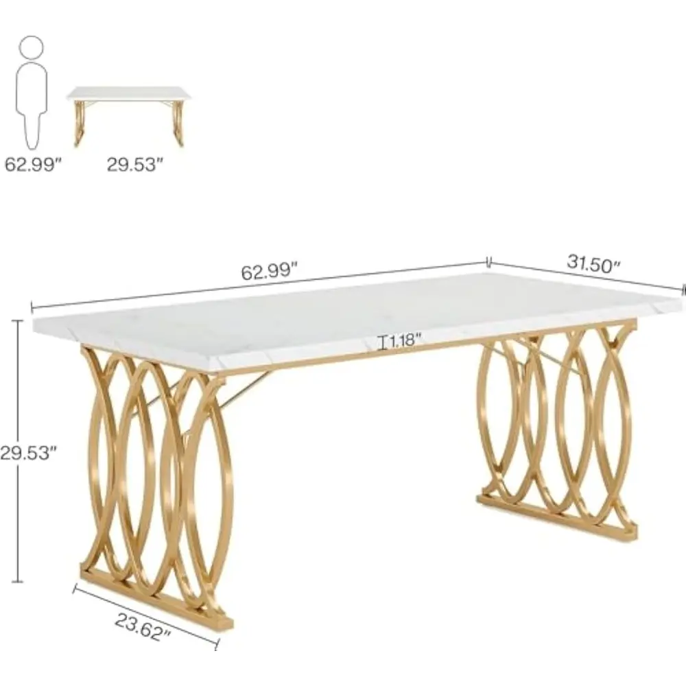 Executive Desk, 63" W Large Computer Desk, Modern Office Desk Conference Table Meeting Room Table, Business Furniture for Home