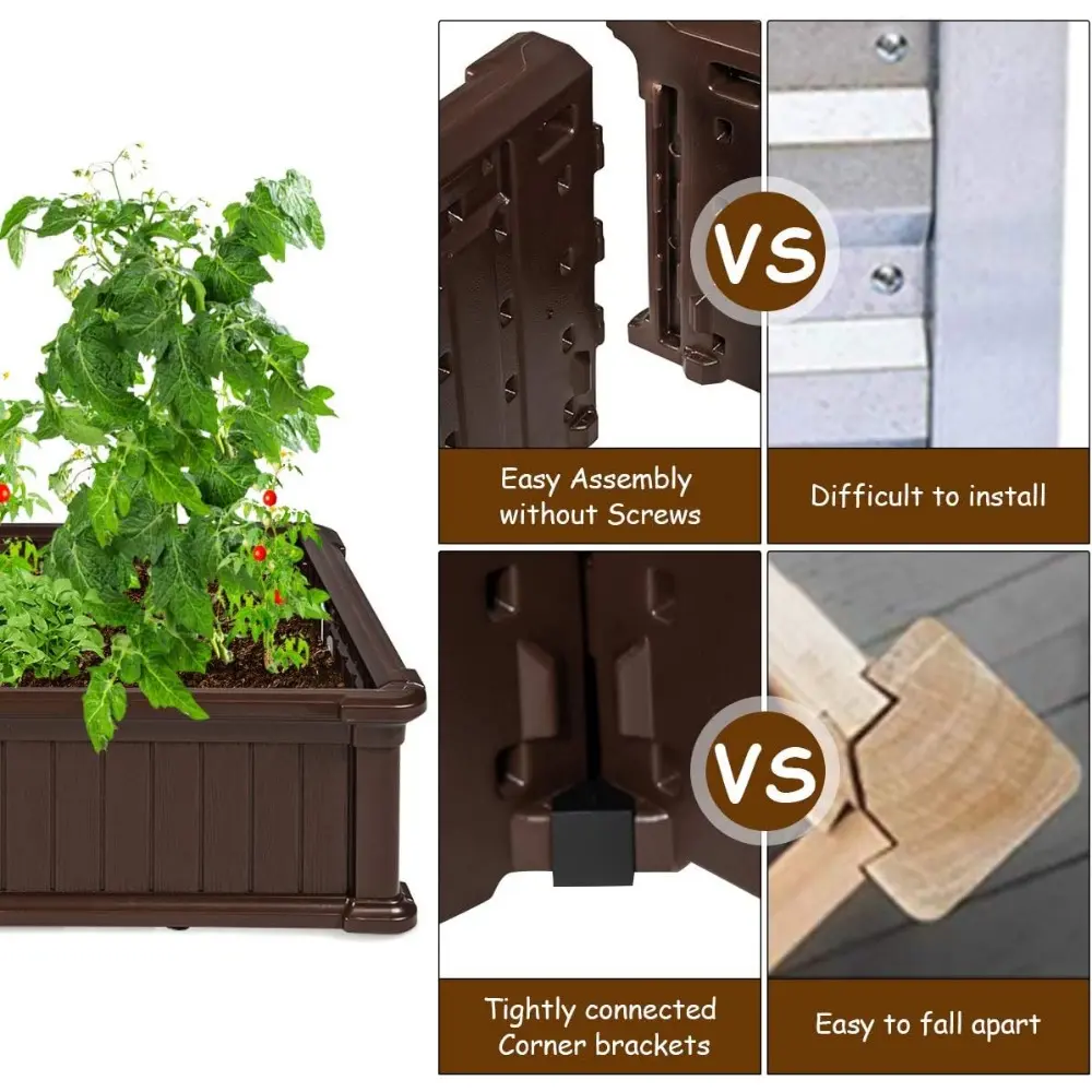 Giantex Plant Raised Bed, Planter for Vegetables Flower, Outdoor Garden Plant Box Patio Backyard, Easy Assembly (2 Pcs (48.5''Lx