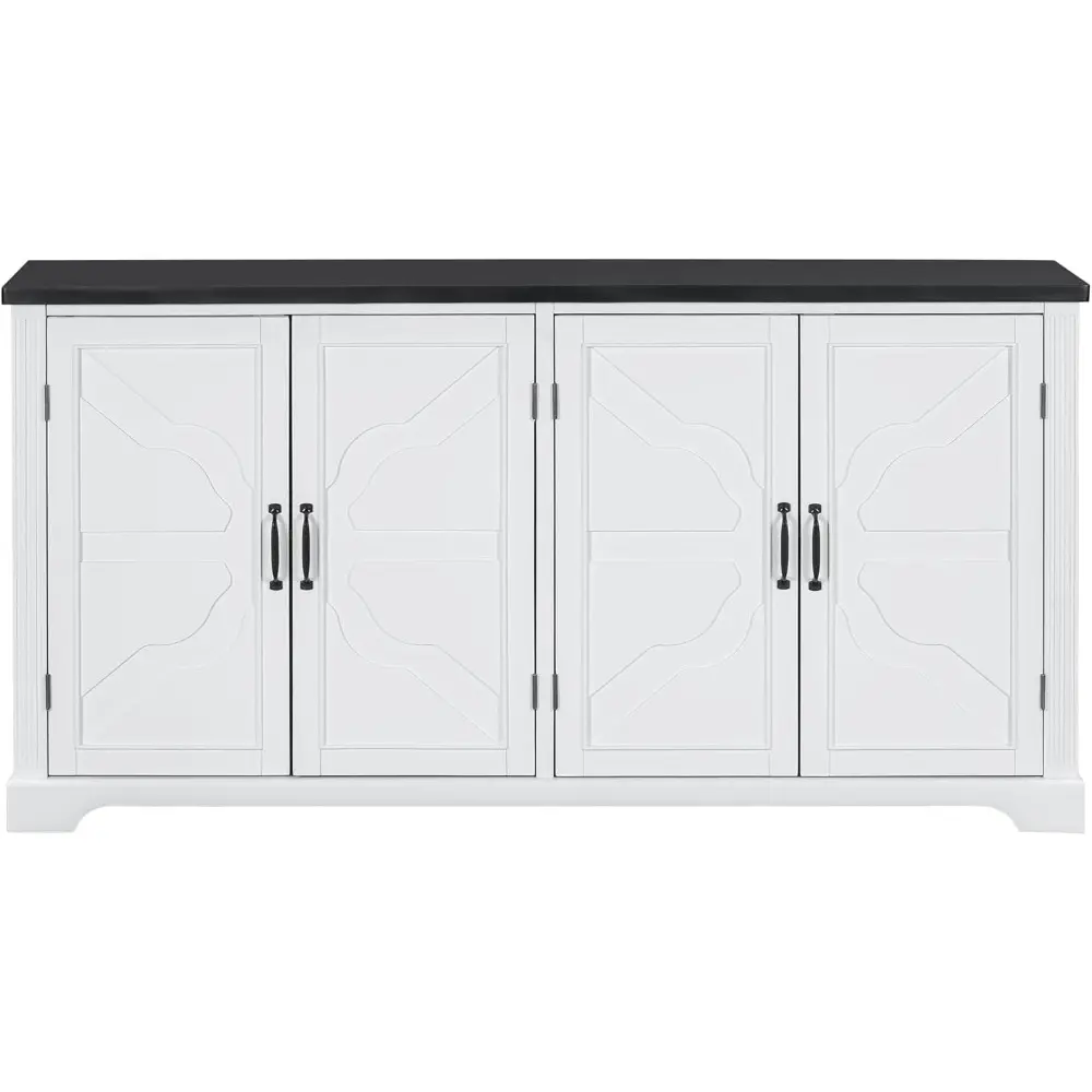 63" Farmhouse Sideboard Buffet Cabinet with Storage,Solid Wood Rustic Sideboard with Doors, Adjustable Shelves Modern Accent Cab