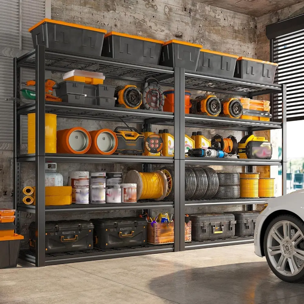 48" W Garage Shelving Heavy Duty Load 2500LBS, 5 Tier Storage Shelves, Adjustable Metal Shelves for Warehouse, Pantry, Basement