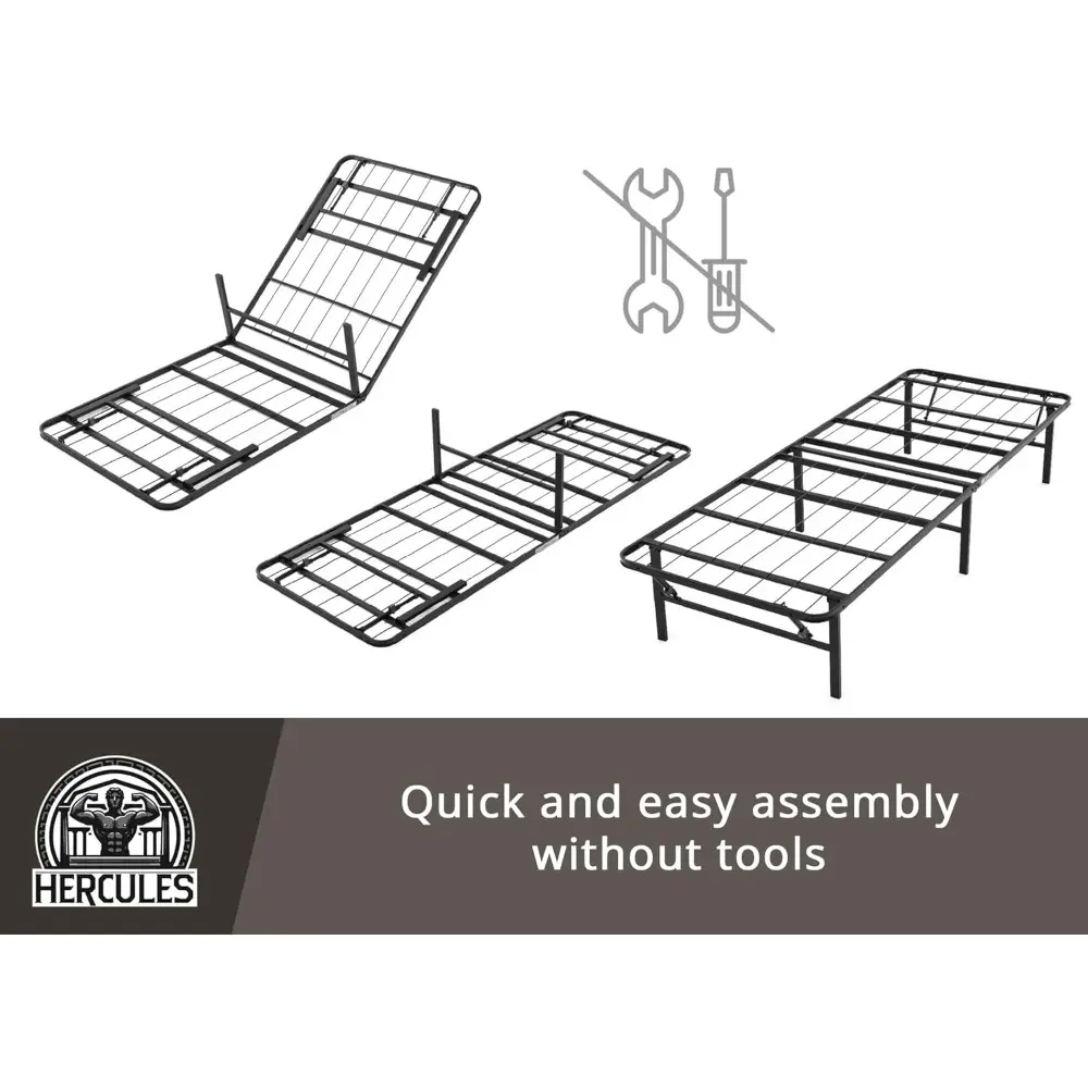 Hercules Folding Metal Bed Frame, 14 Inch Platform Mattress Foundation, King