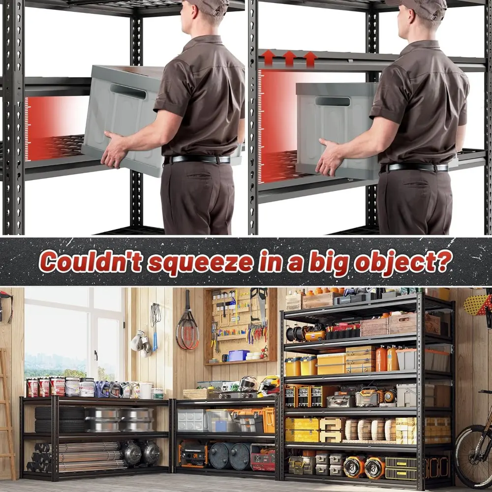3600LBS Garage Shelving 48" W Storage Shelves 6 Tier Garage Shelving Heavy Duty, Adjustable Metal Shelves for Warehouse, Baseme