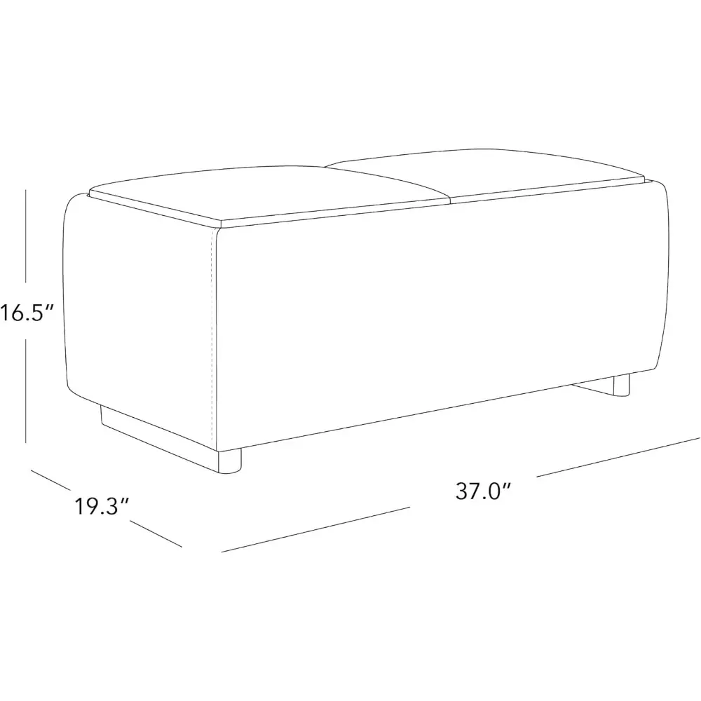 Storage Ottoman with Tray Lids, FSC Certified Small Rectangular Bench for Living Room, Bedroom, Fabric in Linen