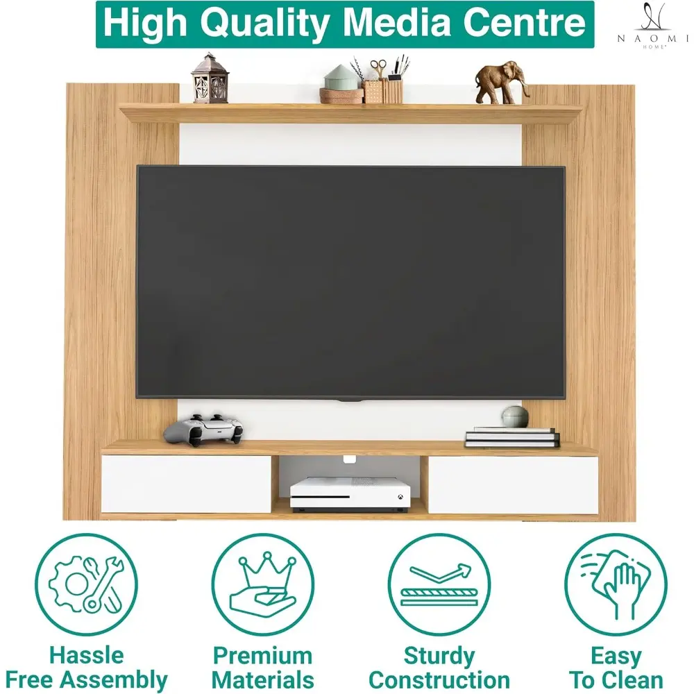 Zola Multi Storage Wall Media Center for up to 70 inch TVs, Entertainment Center with Storage, Floating TV Stand with 2 Sliding