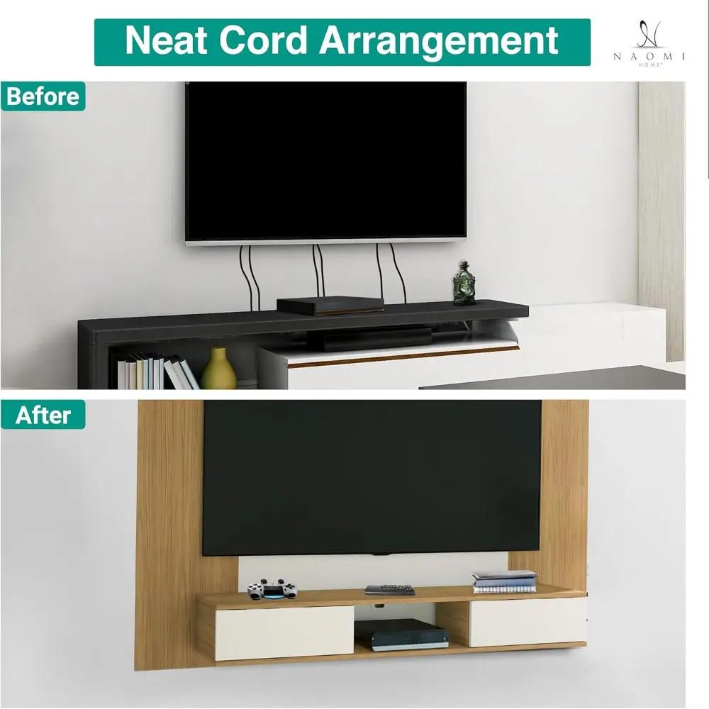 Zola Multi Storage Wall Media Center for up to 70 inch TVs, Entertainment Center with Storage, Floating TV Stand with 2 Sliding